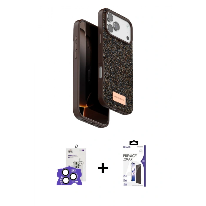 MARSİLYAN™- iPhone 17 Pro Max Kılıf Vadi Klasik Serisi - Siyah Bilvis 3X AR Hayalet Cam Ekran Koruyucu + Bilvis Titan Kamera Lens - NLGY