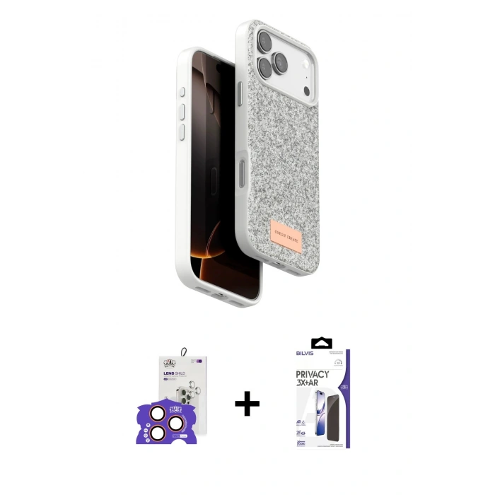 MARSİLYAN™- iPhone 17 Pro Max Kılıf Vadi Klasik Serisi - Siyah Bilvis 3X AR Hayalet Cam Ekran Koruyucu + Bilvis Titan Kamera Lens - TU