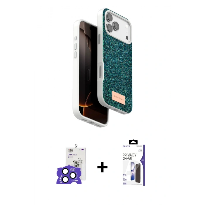 MARSİLYAN™- iPhone 17 Pro Max Kılıf Vadi Klasik Serisi - Siyah Bilvis 3X AR Hayalet Cam Ekran Koruyucu + Bilvis Titan Kamera Lens - LT