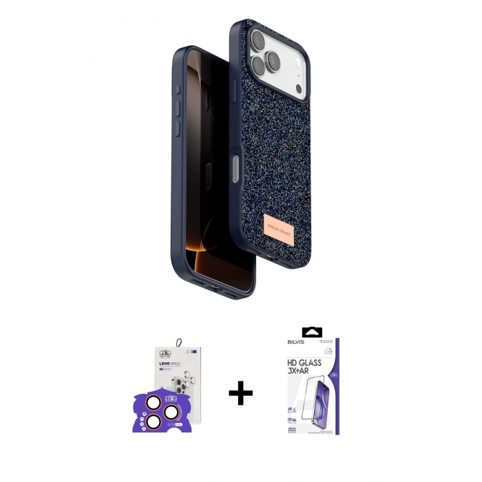 MARSİLYAN™- iPhone 17 Pro Max Kılıf Vadi Klasik Serisi - Siyah Bilvis 3X AR HD Cam Ekran Koruyucu + Bilvis Titan Kamera Lens - TU