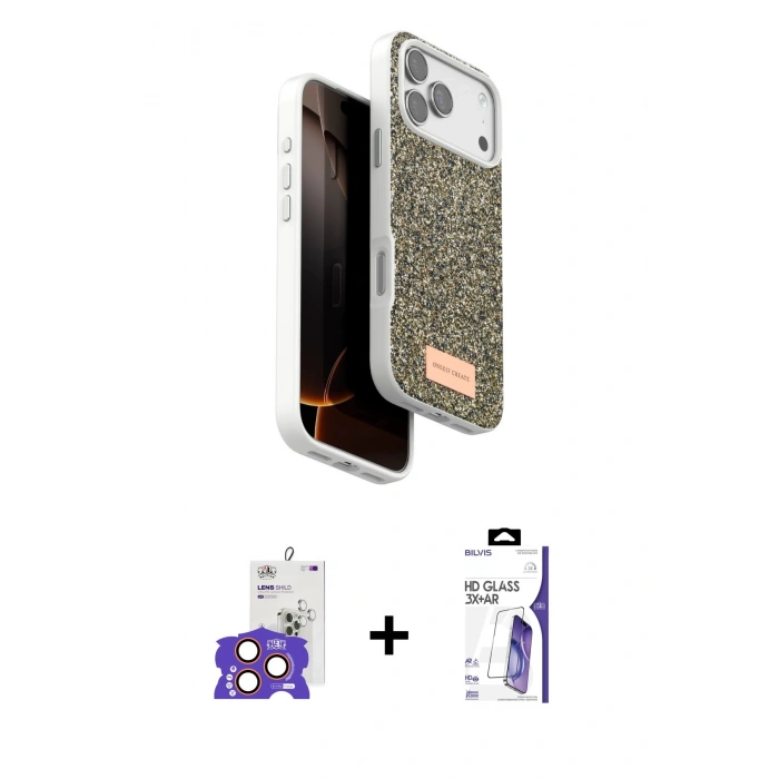 MARSİLYAN™- iPhone 17 Pro Max Kılıf Vadi Klasik Serisi - Siyah Bilvis 3X AR HD Cam Ekran Koruyucu + Bilvis Titan Kamera Lens - TU