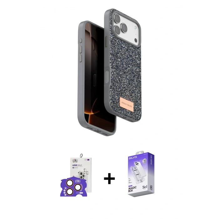MARSİLYAN™- iPhone 17 Pro Max Kılıf Vadi Klasik Serisi - Siyah Bilvis 5in1 3D Magic Cam Ekran Koruyucu + Bilvis Titan Kamera Lens - TU