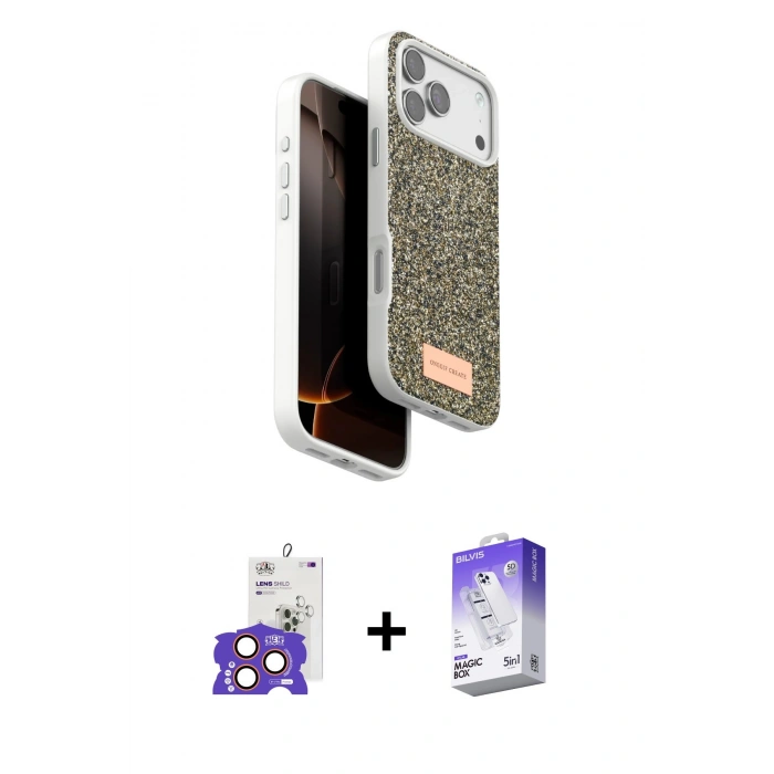 MARSİLYAN™- iPhone 17 Pro Max Kılıf Vadi Klasik Serisi - Siyah Bilvis 5in1 3D Magic Cam Ekran Koruyucu + Bilvis Titan Kamera Lens - TU