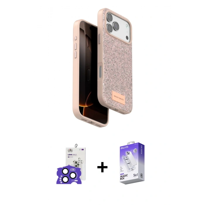 MARSİLYAN™- iPhone 17 Pro Max Kılıf Vadi Klasik Serisi - Siyah Bilvis 5in1 3D Magic Cam Ekran Koruyucu + Bilvis Titan Kamera Lens - LT