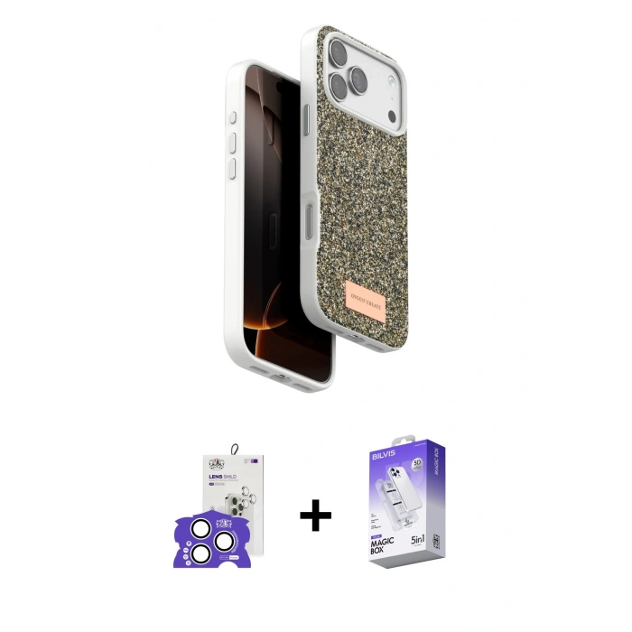 MARSİLYAN™- iPhone 17 Pro Max Kılıf Vadi Klasik Serisi - Siyah Bilvis 5in1 3D Magic Cam Ekran Koruyucu + Bilvis Titan Kamera Lens - GS
