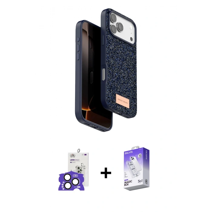 MARSİLYAN™- iPhone 17 Pro Max Kılıf Vadi Klasik Serisi - Siyah Bilvis 5in1 3D Magic Cam Ekran Koruyucu + Bilvis Titan Kamera Lens - NLGY
