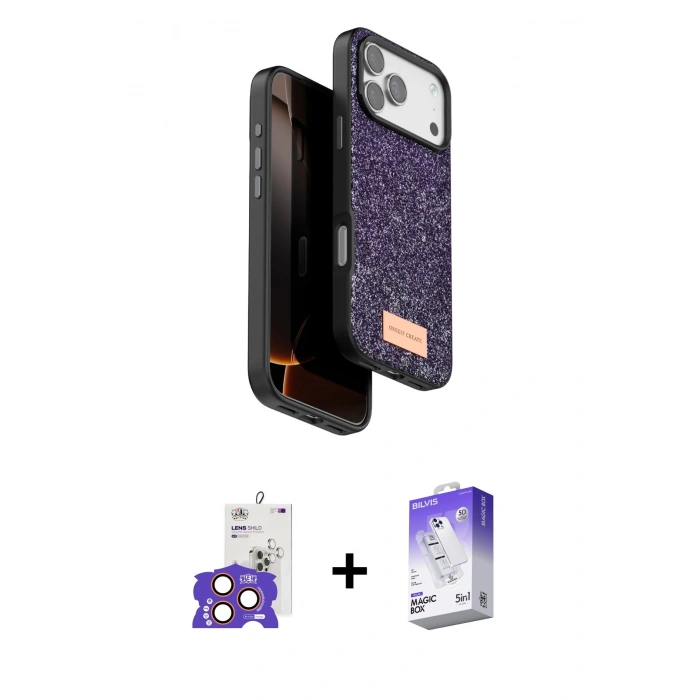 MARSİLYAN™- iPhone 17 Pro Max Kılıf Vadi Klasik Serisi - Siyah Bilvis 5in1 3D Magic Cam Ekran Koruyucu + Bilvis Titan Kamera Lens - TU