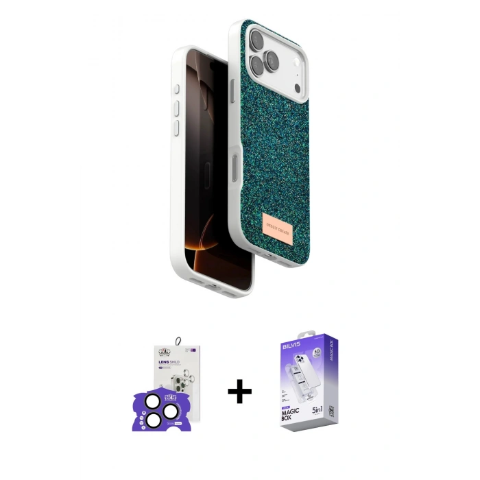 MARSİLYAN™- iPhone 17 Pro Max Kılıf Vadi Klasik Serisi - Siyah Bilvis 5in1 3D Magic Cam Ekran Koruyucu + Bilvis Titan Kamera Lens - NLGY