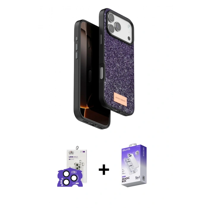 MARSİLYAN™- iPhone 17 Pro Max Kılıf Vadi Klasik Serisi - Siyah Bilvis 5in1 3D Magic Cam Ekran Koruyucu + Bilvis Titan Kamera Lens - LT
