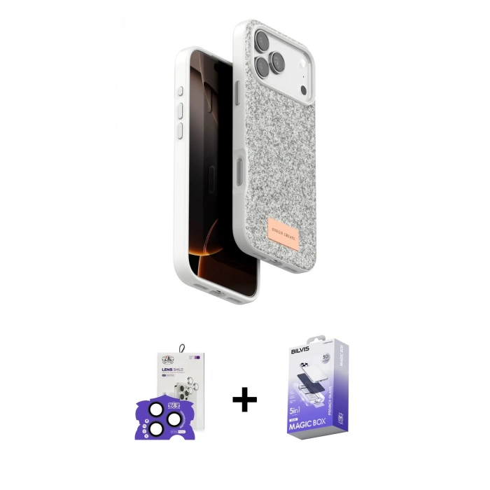 MARSİLYAN™- iPhone 17 Pro Max Kılıf Vadi Klasik Serisi - Siyah Bilvis 5in1 5D Magic Hayalet Cam Ekran Koruyucu + Bilvis Titan Kamera Lens - LT
