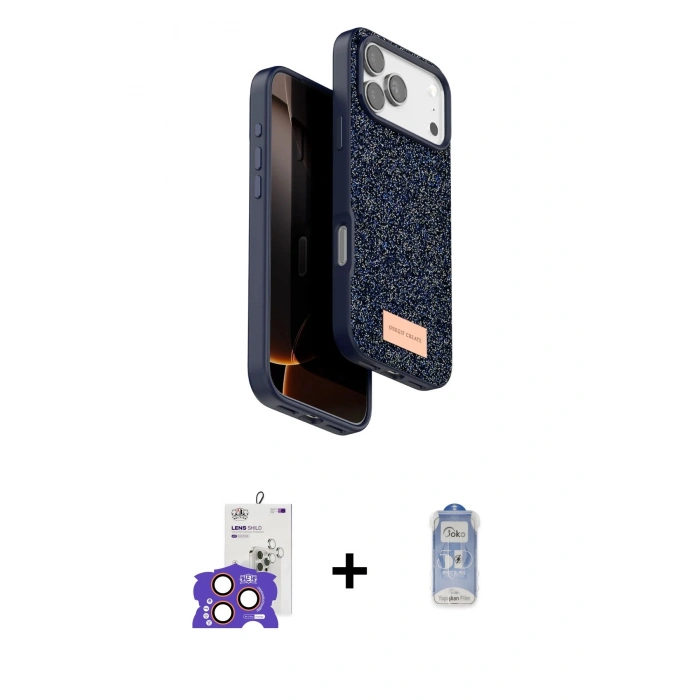 MARSİLYAN™- iPhone 17 Pro Max Kılıf Vadi Klasik Serisi - Siyah Joko Magic 5D Cam + Bilvis Titan Kamera Lens - TU
