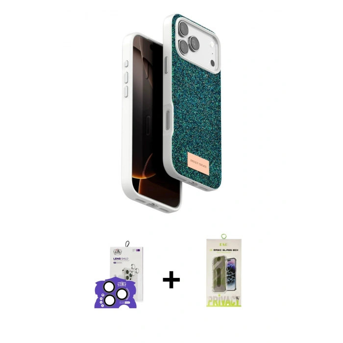 MARSİLYAN™- iPhone 17 Pro Max Kılıf Vadi Klasik Serisi - Siyah Joko Magic 5D Hayalet Cam + Natural Grey Bilvis Titan Kamera Lens