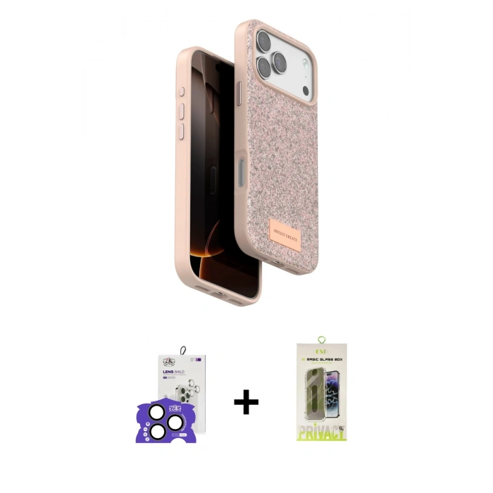 MARSİLYAN™- iPhone 17 Pro Max Kılıf Vadi Klasik Serisi - Siyah Joko Magic 5D Hayalet Cam + Natural Grey Bilvis Titan Kamera Lens