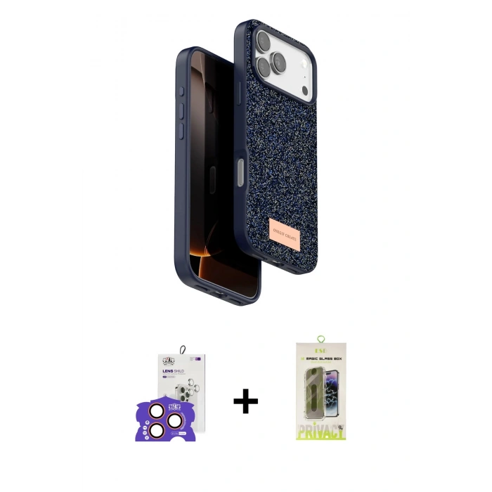 MARSİLYAN™- iPhone 17 Pro Max Kılıf Vadi Klasik Serisi - Siyah Joko Magic 5D Hayalet Cam + Bilvis Titan Kamera Lens - TU