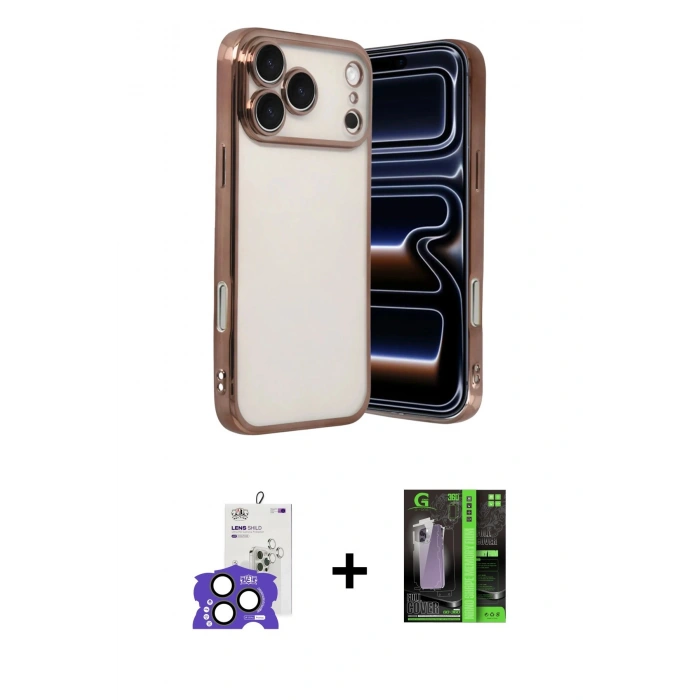MARSİLYAN™- iPhone 17 Pro Max Kılıf Vadi Minimal - Şeffaf 360 Full Body Arka Koruyucu + Bilvis Titan Kamera Lens - NLGY