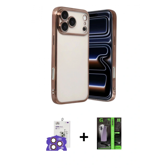 MARSİLYAN™- iPhone 17 Pro Max Kılıf Vadi Minimal - Şeffaf 360 Full Body Arka Koruyucu + Bilvis Titan Kamera Lens - TU