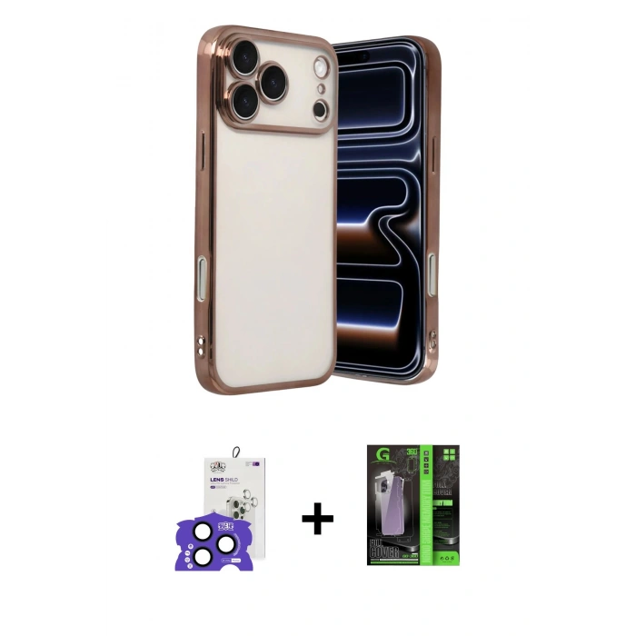 MARSİLYAN™- iPhone 17 Pro Max Kılıf Vadi Minimal - Siyah 360 Mat Full Body Arka Koruyucu + Bilvis Titan Kamera Lens - LT