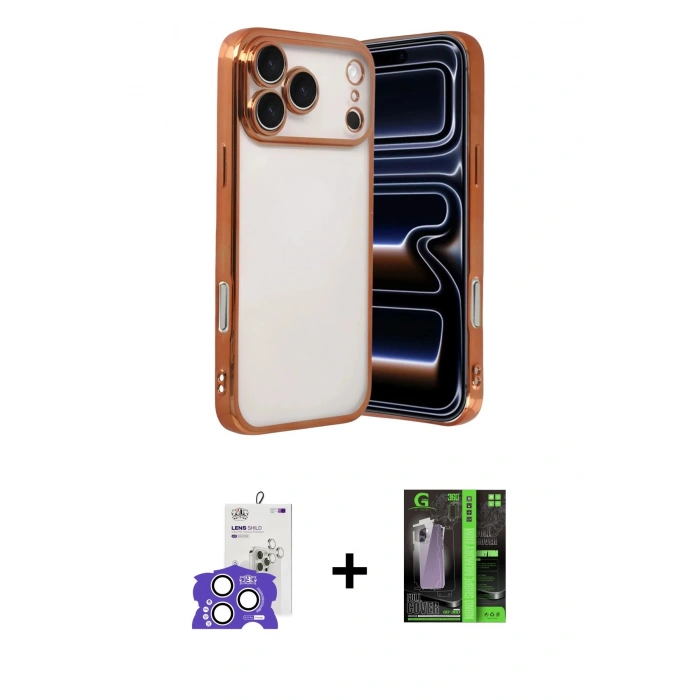 MARSİLYAN™- iPhone 17 Pro Max Kılıf Vadi Minimal - Siyah 360 Mat Full Body Arka Koruyucu + Bilvis Titan Kamera Lens - GS