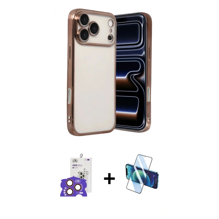 MARSİLYAN™- iPhone 17 Pro Max Kılıf Vadi Minimal - Siyah 3D Antistatik Seramik Nano Ekran Koruyucu + Bilvis Titan Kamera Lens - TU