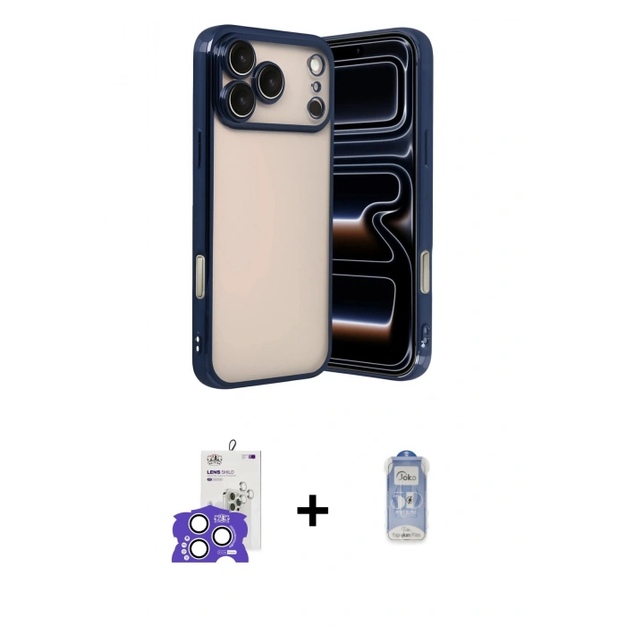 MARSİLYAN™- iPhone 17 Pro Max Kılıf Vadi Minimal - Siyah Joko Magic 5D Cam + Bilvis Titan Kamera Lens - GS