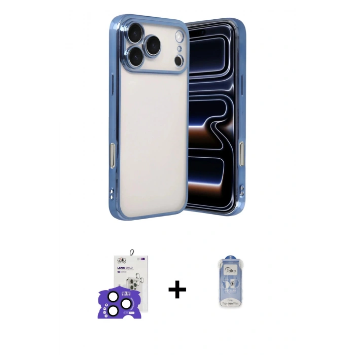 MARSİLYAN™- iPhone 17 Pro Max Kılıf Vadi Minimal - Siyah Joko Magic 5D Cam + Bilvis Titan Kamera Lens - LT