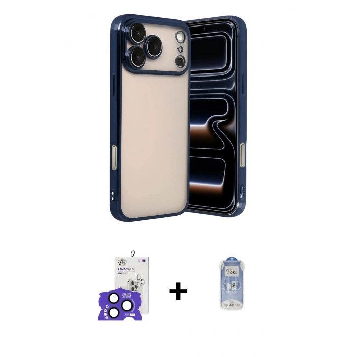 MARSİLYAN™- iPhone 17 Pro Max Kılıf Vadi Minimal - Siyah Joko Magic 5D Cam + Bilvis Titan Kamera Lens - LT