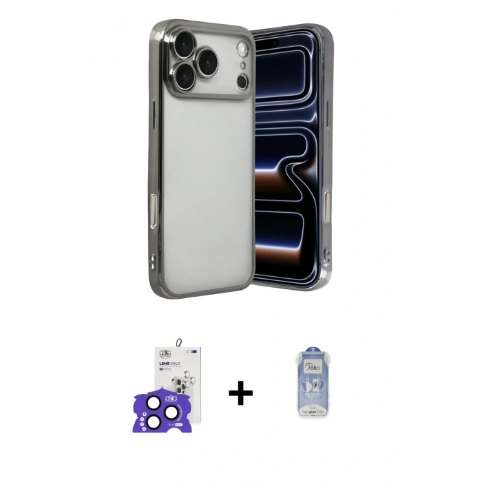 MARSİLYAN™- iPhone 17 Pro Max Kılıf Vadi Minimal - Siyah Joko Magic 5D Cam + Bilvis Titan Kamera Lens - LT