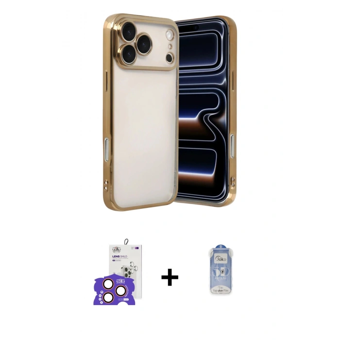 MARSİLYAN™- iPhone 17 Pro Max Kılıf Vadi Minimal - Siyah Joko Magic 5D Cam + Bilvis Titan Kamera Lens - TU