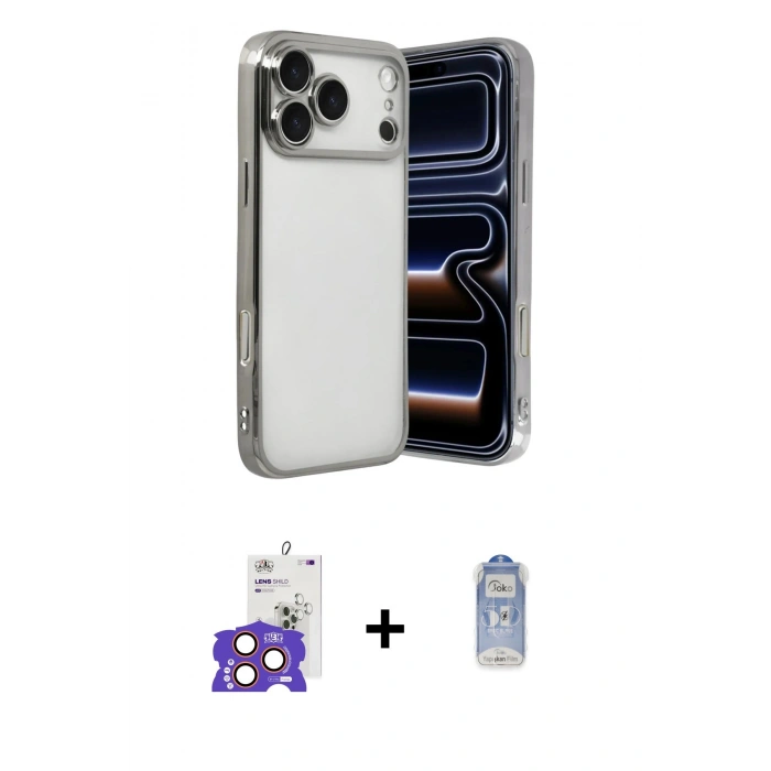 MARSİLYAN™- iPhone 17 Pro Max Kılıf Vadi Minimal - Siyah Joko Magic 5D Cam + Bilvis Titan Kamera Lens - TU
