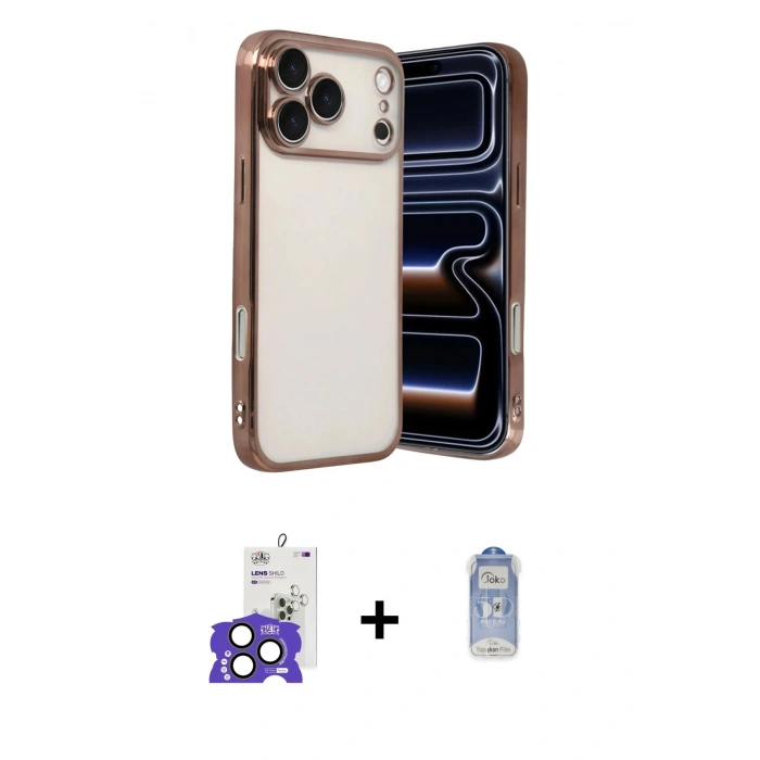 MARSİLYAN™- iPhone 17 Pro Max Kılıf Vadi Minimal - Siyah Joko Magic 5D Cam + Natural Grey Bilvis Titan Kamera Lens