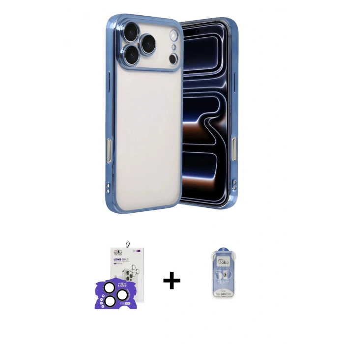 MARSİLYAN™- iPhone 17 Pro Max Kılıf Vadi Minimal - Siyah Joko Magic 5D Cam + Natural Grey Bilvis Titan Kamera Lens