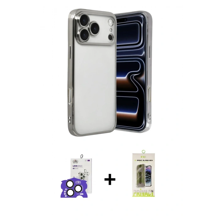 MARSİLYAN™- iPhone 17 Pro Max Kılıf Vadi Minimal - Siyah Joko Magic 5D Hayalet Cam + Bilvis Titan Kamera Lens - NLGY