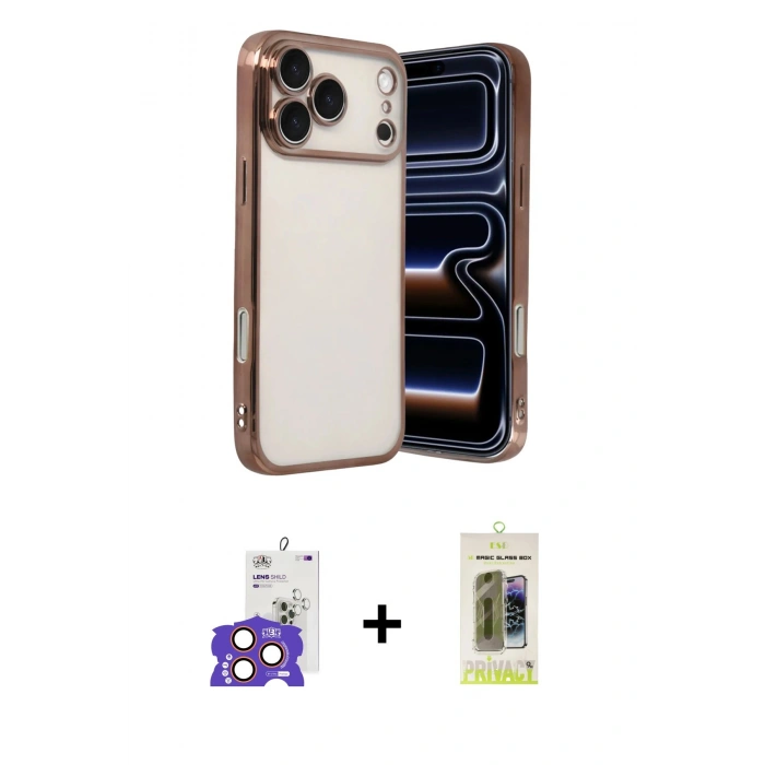 MARSİLYAN™- iPhone 17 Pro Max Kılıf Vadi Minimal - Siyah Joko Magic 5D Hayalet Cam + Bilvis Titan Kamera Lens - TU