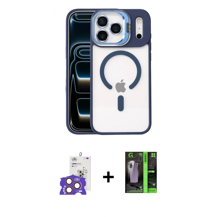 MARSİLYAN™- iPhone 17 Pro Max Kılıf Yadigar Asil Koleksiyonu - Şeffaf 360 Full Body Arka Koruyucu + Bilvis Titan Kamera Lens - TU