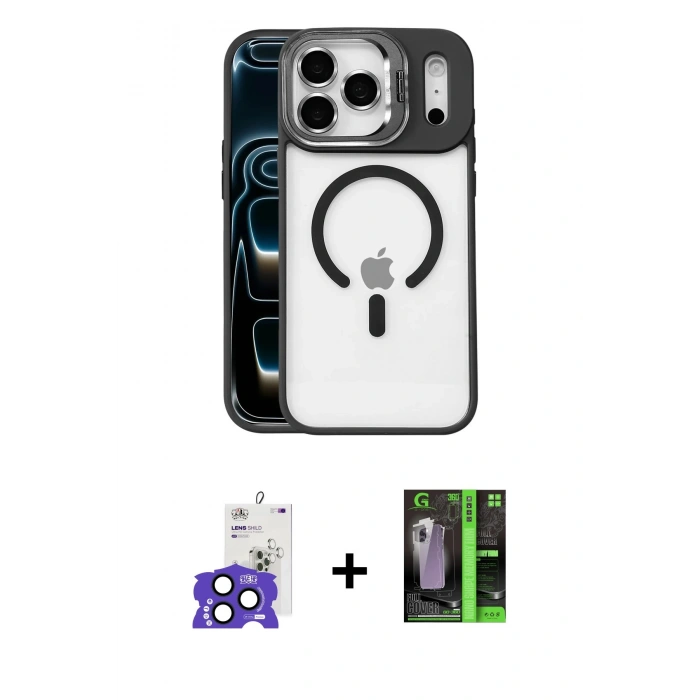 MARSİLYAN™- iPhone 17 Pro Max Kılıf Yadigar Asil Koleksiyonu - Şeffaf 360 Full Body Arka Koruyucu + Bilvis Titan Kamera Lens - LT