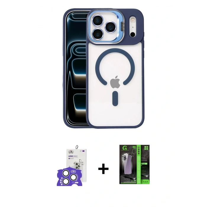 MARSİLYAN™- iPhone 17 Pro Max Kılıf Yadigar Asil Koleksiyonu - Şeffaf 360 Full Body Arka Koruyucu + Bilvis Titan Kamera Lens - GS