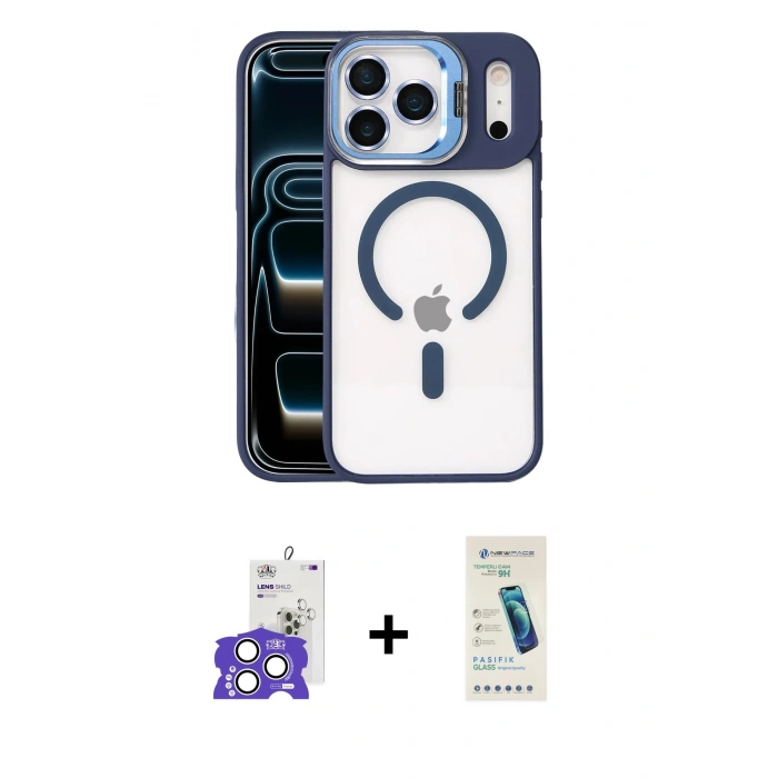 MARSİLYAN™- iPhone 17 Pro Max Kılıf Yadigar Asil Koleksiyonu - Şeffaf Pasifik Cam Ekran Koruyucu + Bilvis Titan Kamera Lens - GS