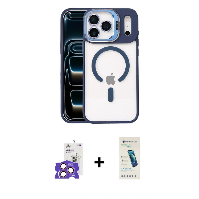 MARSİLYAN™- iPhone 17 Pro Max Kılıf Yadigar Asil Koleksiyonu - Şeffaf Pasifik Cam Ekran Koruyucu + Bilvis Titan Kamera Lens - TU