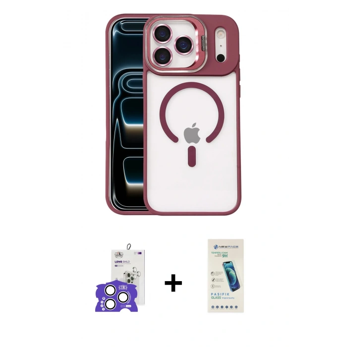 MARSİLYAN™- iPhone 17 Pro Max Kılıf Yadigar Asil Koleksiyonu - Şeffaf Pasifik Cam Ekran Koruyucu + Bilvis Titan Kamera Lens - GS