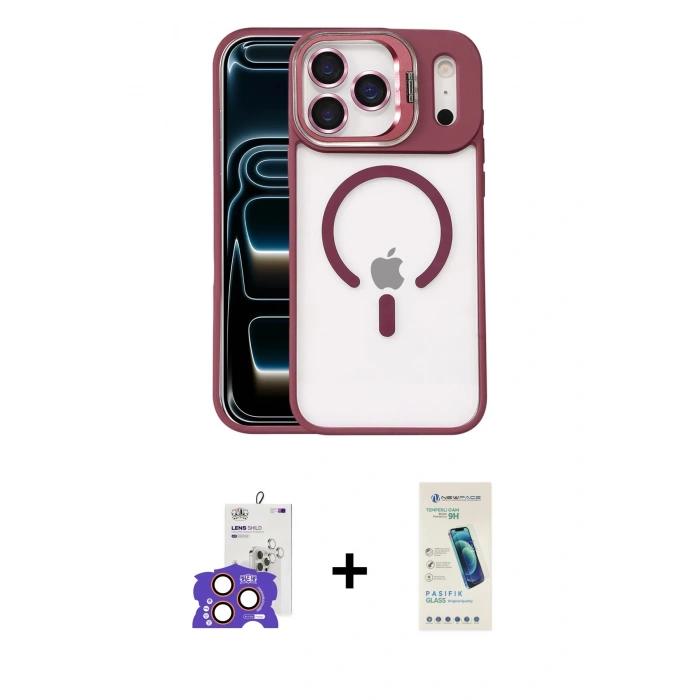 MARSİLYAN™- iPhone 17 Pro Max Kılıf Yadigar Asil Koleksiyonu - Şeffaf Pasifik Cam Ekran Koruyucu + Bilvis Titan Kamera Lens - TU