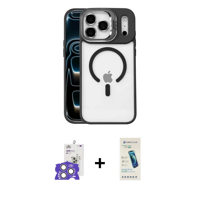 MARSİLYAN™- iPhone 17 Pro Max Kılıf Yadigar Asil Koleksiyonu - Şeffaf Pasifik Cam Ekran Koruyucu + Bilvis Titan Kamera Lens - GS