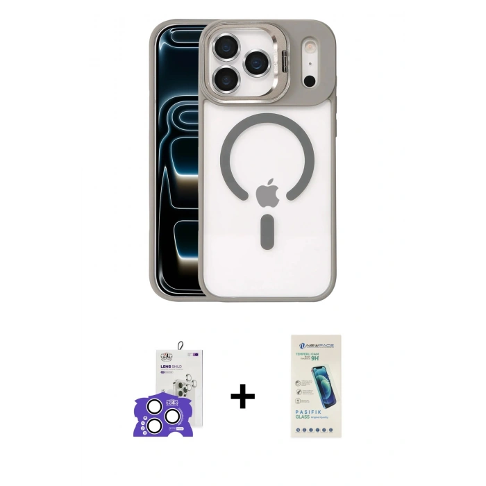 MARSİLYAN™- iPhone 17 Pro Max Kılıf Yadigar Asil Koleksiyonu - Şeffaf Pasifik Cam Ekran Koruyucu + Bilvis Titan Kamera Lens - GS