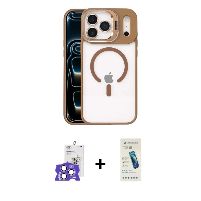 MARSİLYAN™- iPhone 17 Pro Max Kılıf Yadigar Asil Koleksiyonu - Şeffaf Pasifik Cam Ekran Koruyucu + Bilvis Titan Kamera Lens - GS