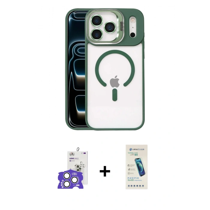 MARSİLYAN™- iPhone 17 Pro Max Kılıf Yadigar Asil Koleksiyonu - Şeffaf Pasifik Cam Ekran Koruyucu + Bilvis Titan Kamera Lens - GS