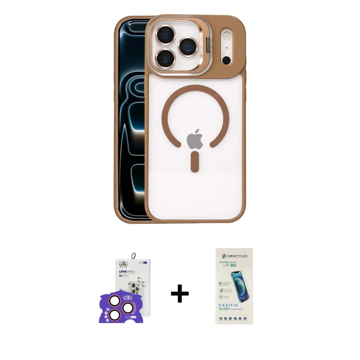 MARSİLYAN™- iPhone 17 Pro Max Kılıf Yadigar Asil Koleksiyonu - Şeffaf Pasifik Cam Ekran Koruyucu + Bilvis Titan Kamera Lens - TU