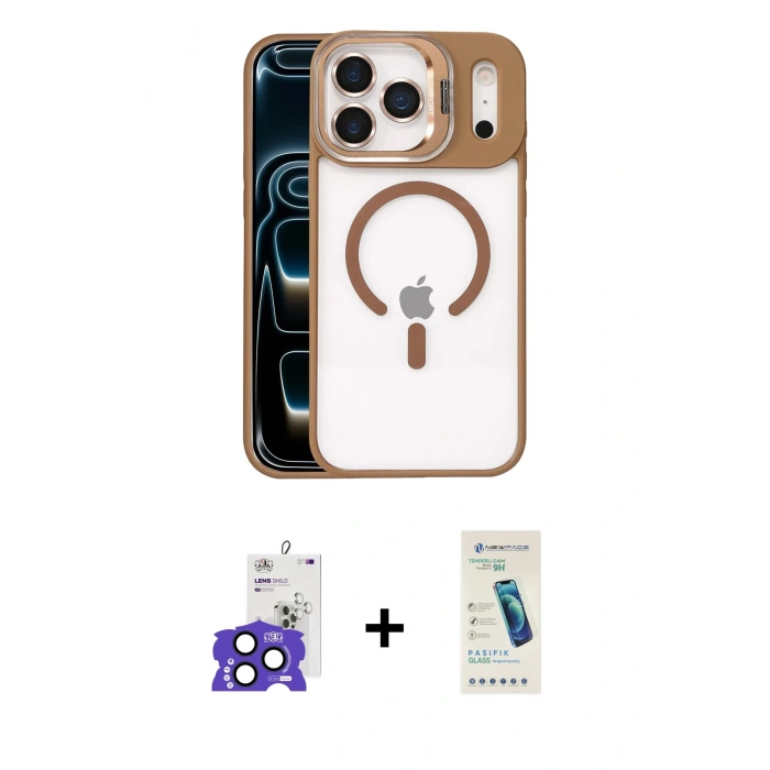 MARSİLYAN™- iPhone 17 Pro Max Kılıf Yadigar Asil Koleksiyonu - Şeffaf Pasifik Cam Ekran Koruyucu + Bilvis Titan Kamera Lens - LT