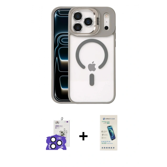 MARSİLYAN™- iPhone 17 Pro Max Kılıf Yadigar Asil Koleksiyonu - Şeffaf Pasifik Cam Ekran Koruyucu + Bilvis Titan Kamera Lens - LT