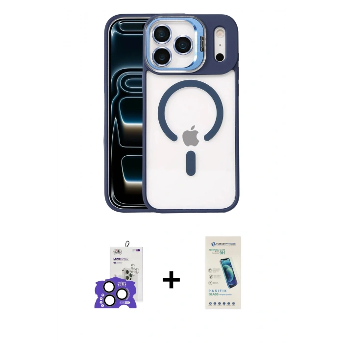 MARSİLYAN™- iPhone 17 Pro Max Kılıf Yadigar Asil Koleksiyonu - Şeffaf Pasifik Cam Ekran Koruyucu + Bilvis Titan Kamera Lens - NLGY