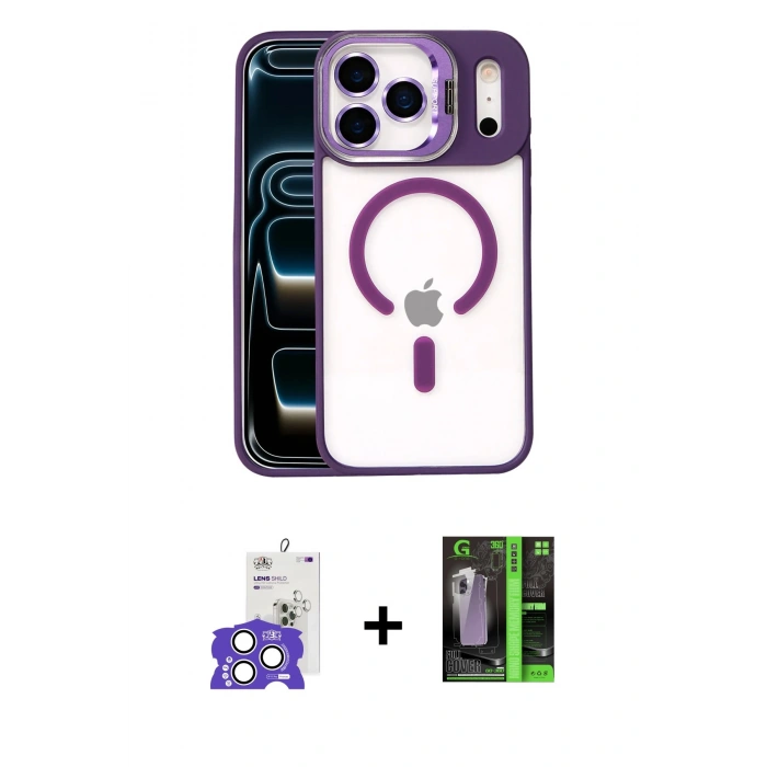 MARSİLYAN™- iPhone 17 Pro Max Kılıf Yadigar Asil Koleksiyonu - Siyah 360 Mat Full Body Arka Koruyucu + Bilvis Titan Kamera Lens - GS