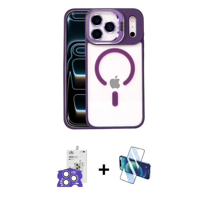 MARSİLYAN™- iPhone 17 Pro Max Kılıf Yadigar Asil Koleksiyonu - Siyah 3D Antistatik Cam Ekran Koruyucu + Bilvis Titan Kamera Lens - GS